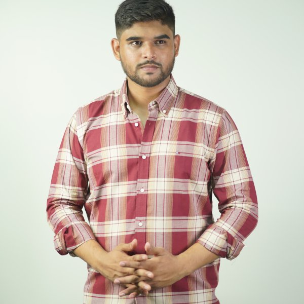 Tommy Hilfiger Classic Maroon Check Shirt